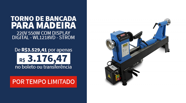 Saltar para o início da Galeria de imagens
Torno de Bancada para Madeira 220V 550W com Display Digital - WL1218VD - STROM